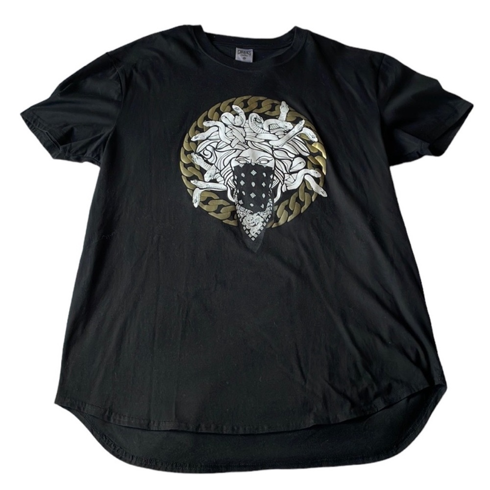 Crooks & Castles Men’s Greco Medusa Drop Cut T-Shirt